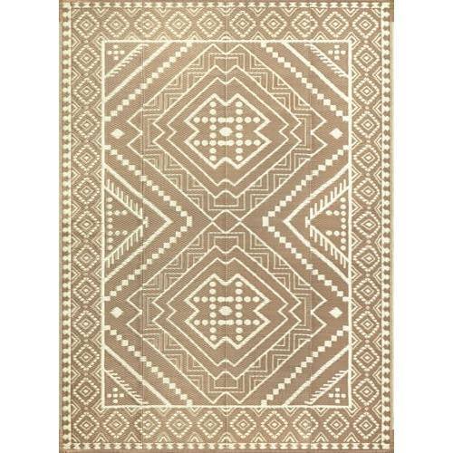 Front. Earthley Blooms - Waterproof Outdoor Rug Ft Reversible Plastic Straw Mat Large Floor For Patio Camping Picnic Backyard Rv Dec... - Beige-5 x 8 Feet.