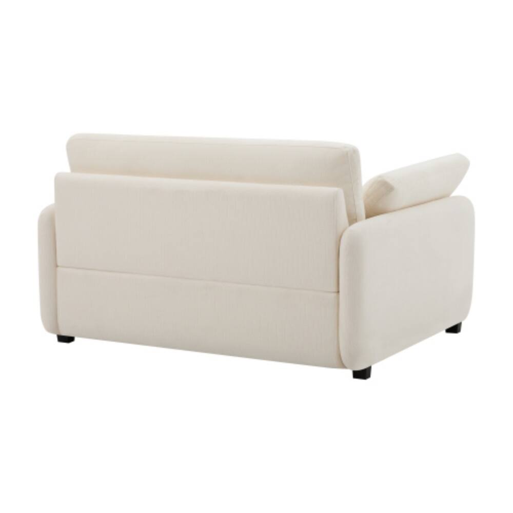 Alt View 4. LUCKY ONE - 50" Oversized Chenille Single Sofa Chair w/ Wide Deep Seat & 2 Pillows - Cream.