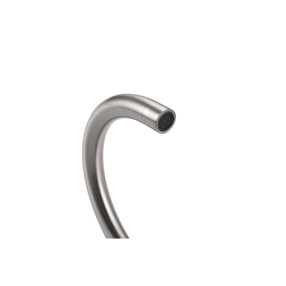 Left. Elegant Kitchen and Bath - Steven Floor Mounted Roman Tub Faucet with Handshower in Brushed Nickel - Brushed Nickel.