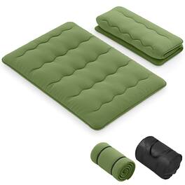 Costway - Full Futon Mattress Japanese Floor Pad Washable Cover Carry Bag - Green