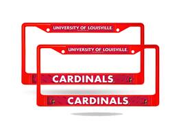 Rico Industries - University of Louisville Cardinals Red Painted Chrome Metal License Plate Frame - Set of 2 Frames - Multi