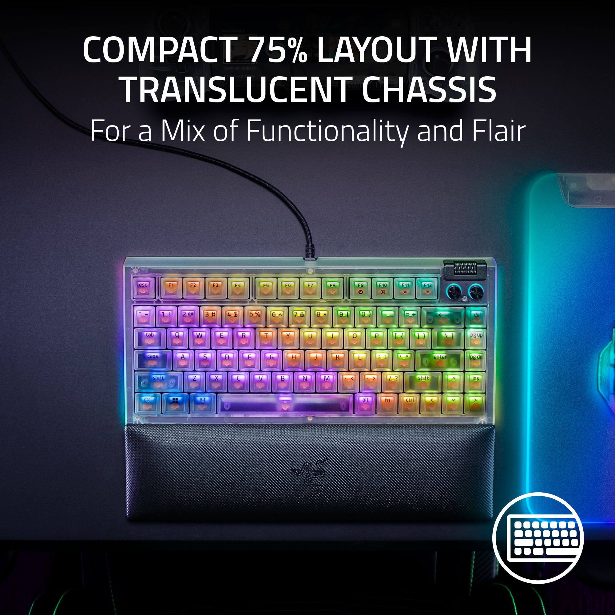COMPACT 75% LAYOUT WITH TRANSLUCENT CHASSIS  
For a Mix of Functionality and Flair