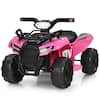 Front. Costway - Costway 6V Kids ATV Quad Electric Ride On Car Toy Toddler with LED Light MP3 - Pink.