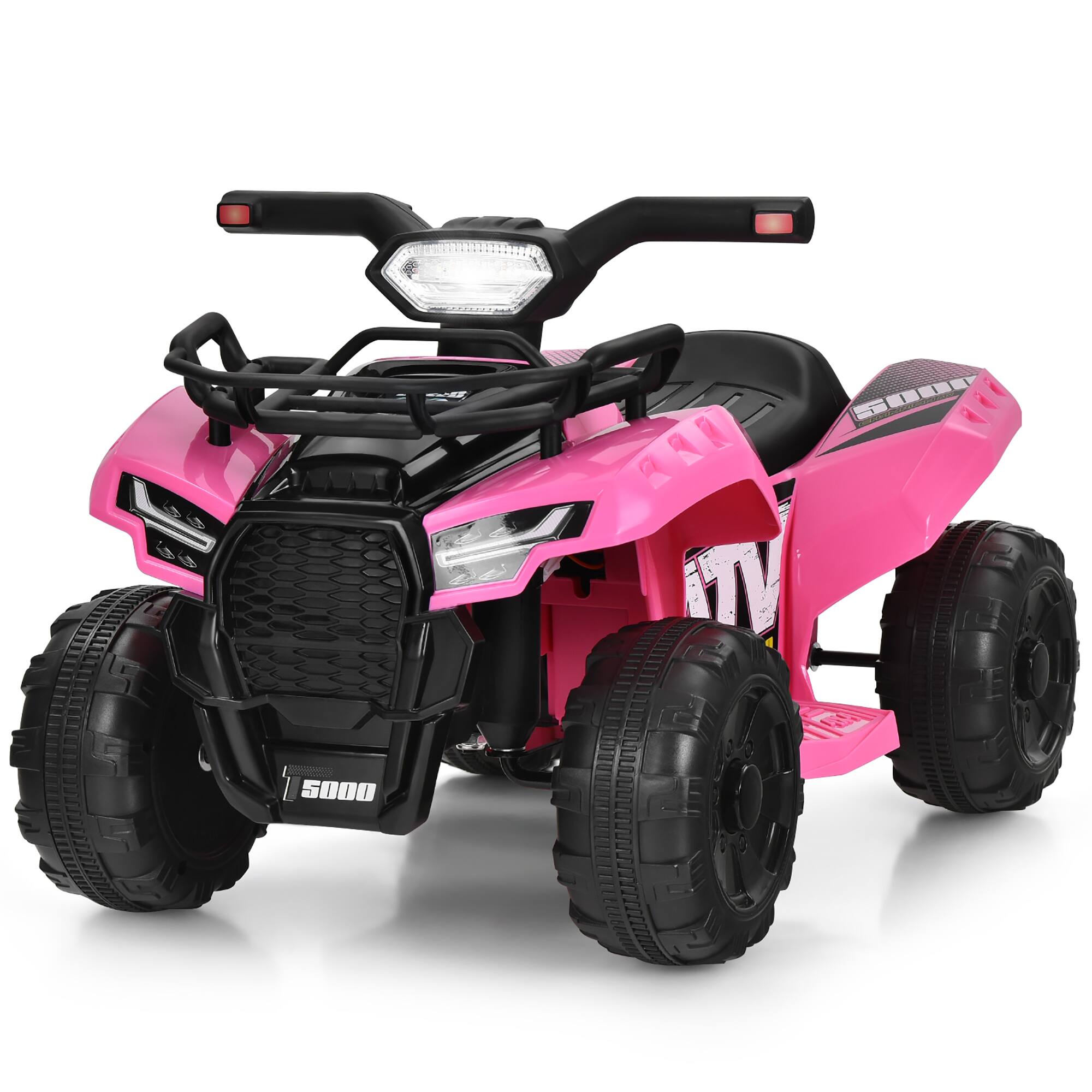 Costway - 6V Kids ATV Quad Electric Ride On Car Toy Toddler with LED Light MP3 - Pink