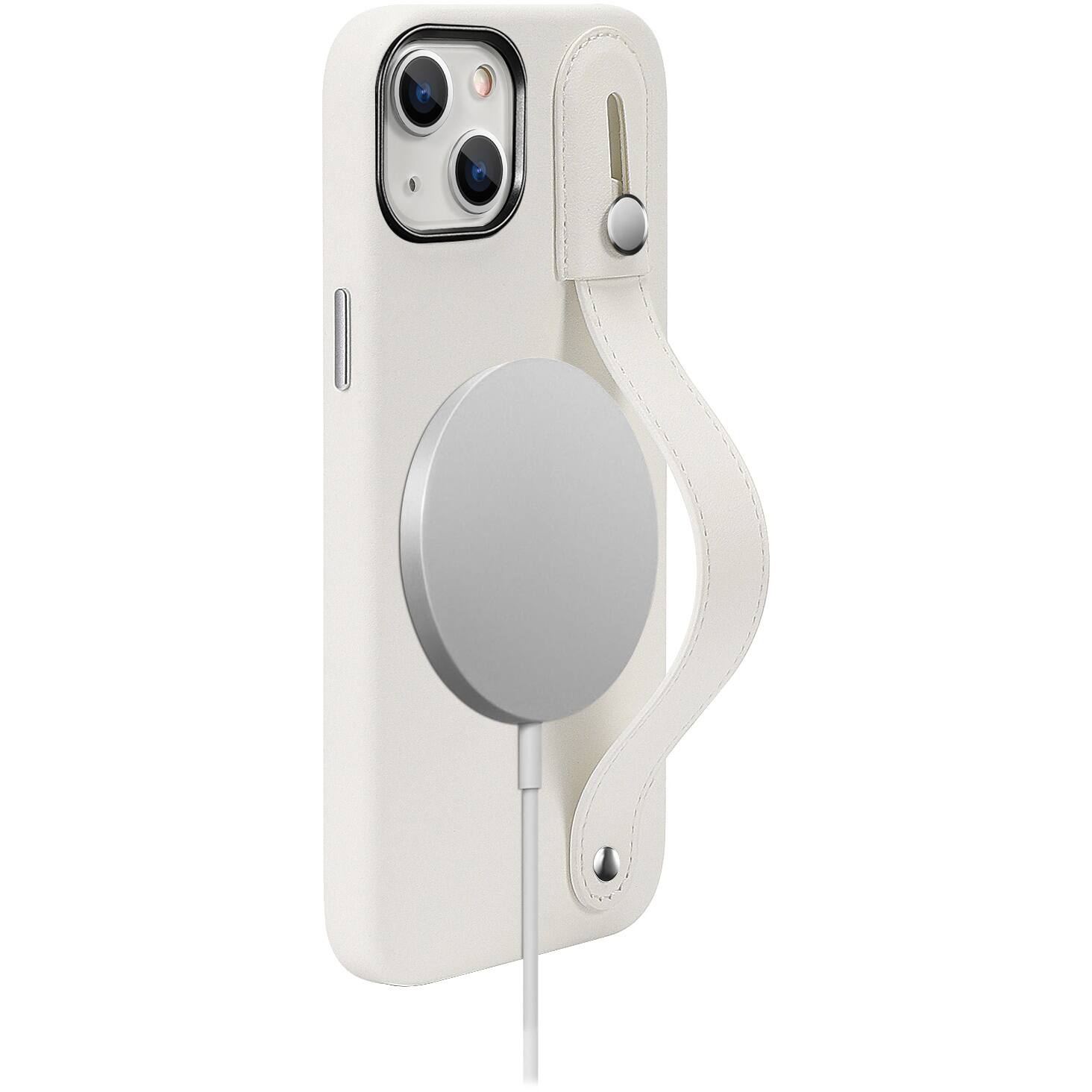 Alt View 15. SaharaCase - FingerGrip Series Genuine Leather Case with MagSafe for Apple iPhone 15 Plus - White.