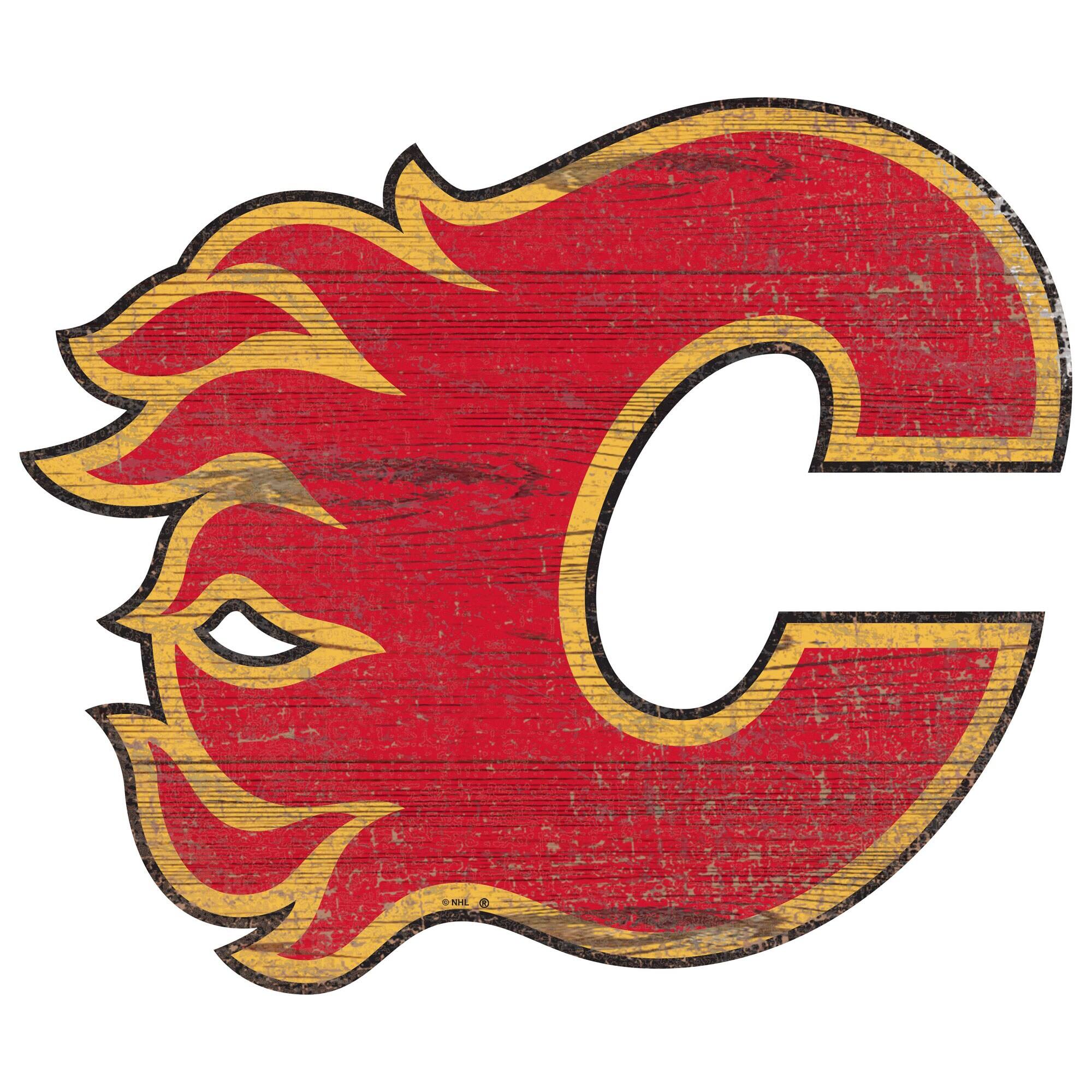 Calgary Flames 24'' x 24'' Distressed Logo Cutout Sign