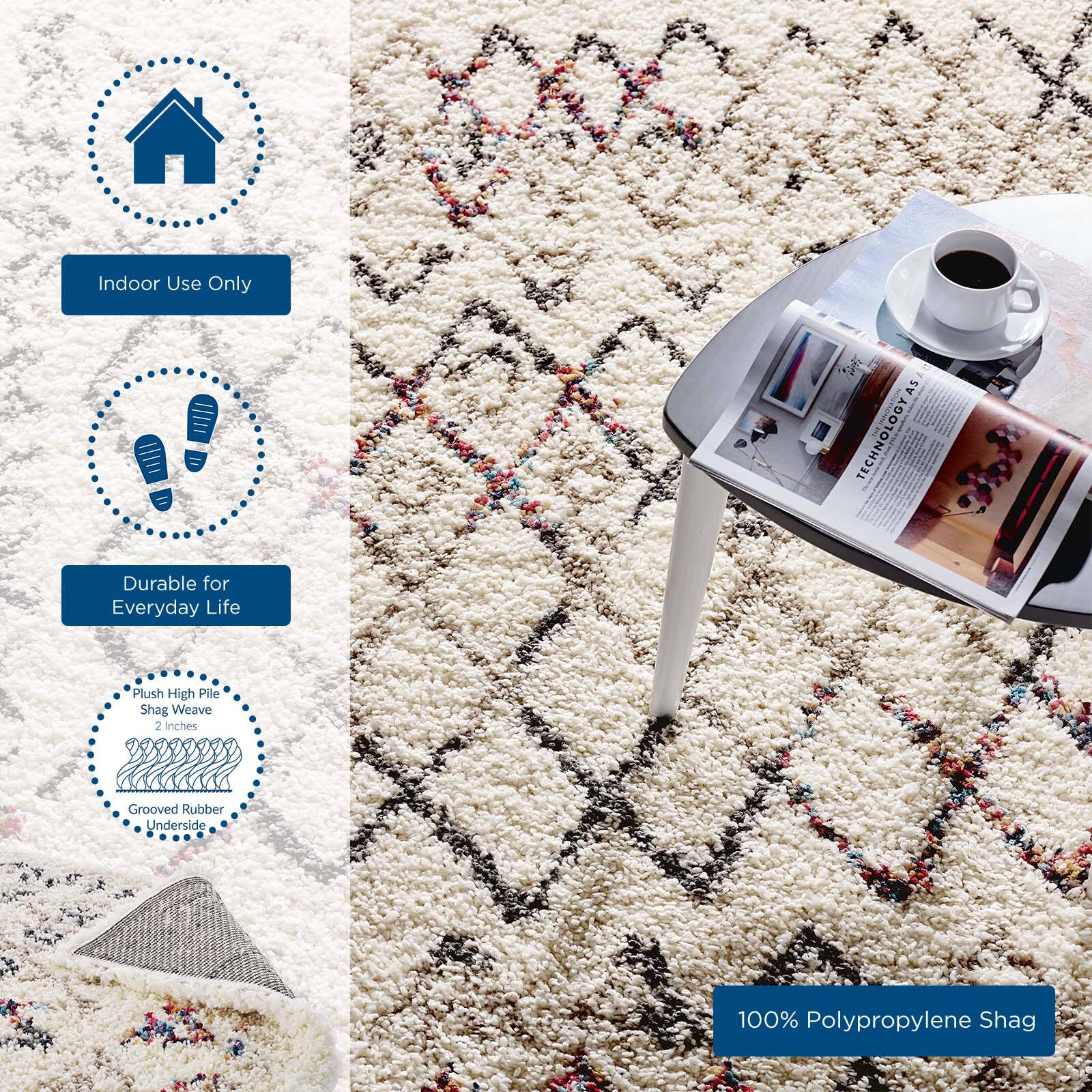 - Indoor Use Only
- Durable for Everyday Life
- Plush High Pile Shag Weave 2 inches
- Grooved Rubber Underside
- 100% Polypropylene Shag