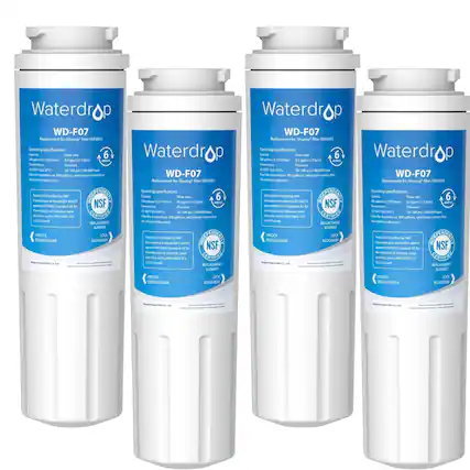 Waterdrop
WD-F07
Replacement for Maytag "Ultra" Filter (URF8001)
Operating specifications:
Flow rate: 0.5 gpm (1.9 L/min)
Capacity: 300 gallons (1,136 liters)
Temperature: 5°F to 105°F (−15°C to 40°C)
Pressure: 50 psi (344 kPa)
NSF International Standard 42 for reduction of chlorine, taste and odor, and lead.
Tested and Certified by NSF International to NSF/ANSI Standard 42 for reduction of chlorine, taste and odor, and lead.
NSF
CERTIFIED
REPLACEMENT
ELEMENT
UNLOCK
DEBLOQUEAR
Waterdrop
WD-F07
Replacement for Maytag "Ultra" Filter (URF8001)
Operating specifications:
Flow rate: 0.5 gpm (1.9 L/min)
Capacity: 300 gallons (1,136 liters)
Temperature: 5°F to 105°F (−15°C to 40°C)
Pressure: 50 psi (344 kPa)
NSF International Standard 42 for reduction of chlorine, taste and odor, and lead.
Tested and Certified by NSF International to NSF/ANSI Standard 42 for reduction of chlorine, taste and odor, and lead.
NSF
CERTIFIED
REPLACEMENT
ELEMENT
UNLOCK
DEBLOQUEAR
Waterdrop
WD-F07
Replacement for Maytag "Ultra" Filter (URF8001)
Operating specifications:
Flow rate: 0.5 gpm (1.9 L/min)
Capacity: 300 gallons (1,136 liters)
Temperature: 5°F to 105°F (−15°C to 40°C)
Pressure: 50 psi (344 kPa)
NSF International Standard 42 for reduction of chlorine, taste and odor, and lead.
Tested and Certified by NSF International to NSF/ANSI Standard 42 for reduction of chlorine, taste and odor, and lead.
NSF
CERTIFIED
REPLACEMENT
ELEMENT
UNLOCK
DEBLOQUEAR
Waterdrop
WD-F