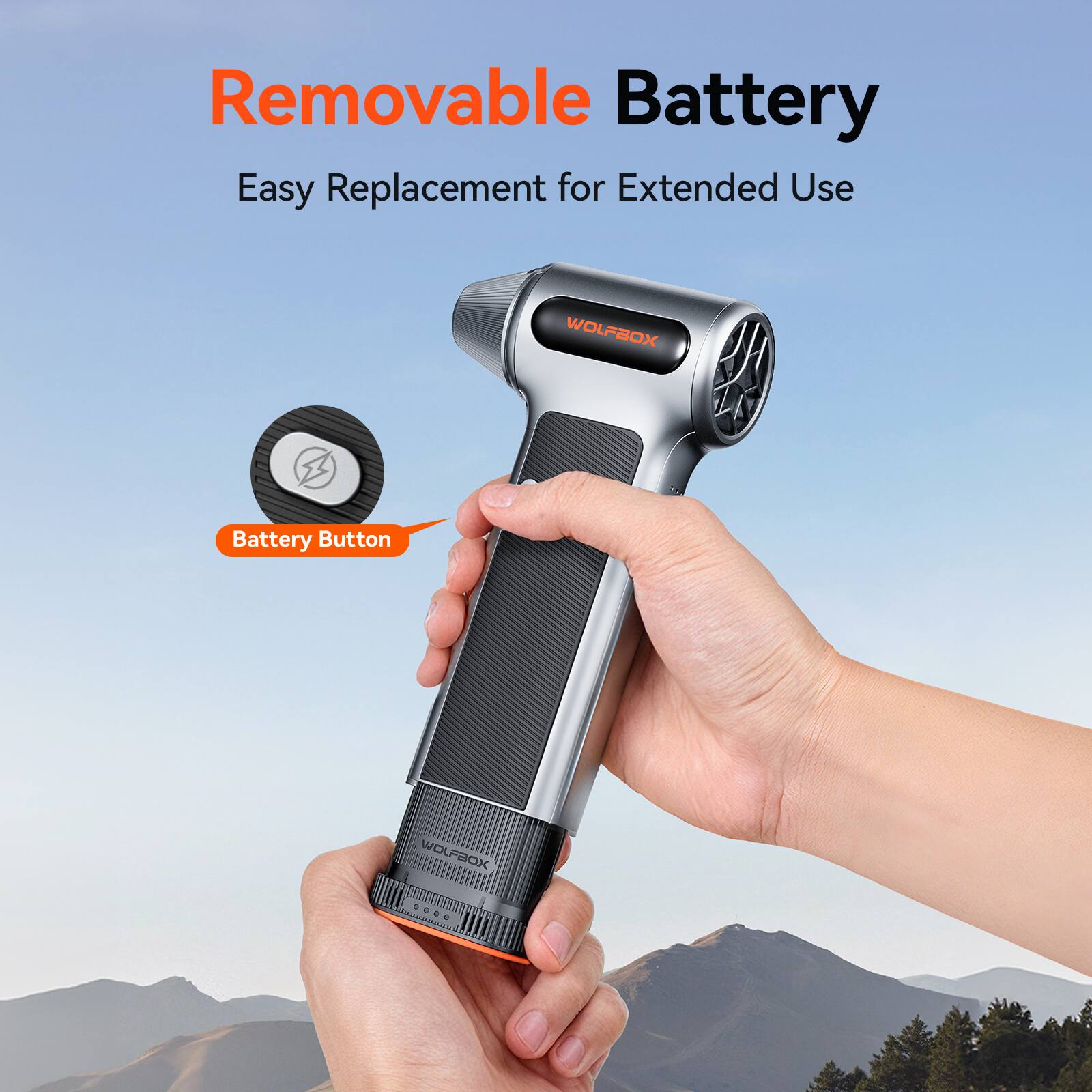 WOLFBOX Compressed Air Duster 2 Swappable Battery Packs & Case