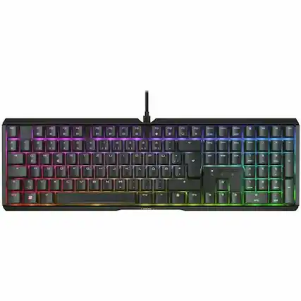 Front. CHERRY - CHERRY XTRFY MX 3.1 Gaming Keyboard - Cable Connectivity - Full-size - USB Type A Interface - RGB LED - Windows Lock Key - Black.