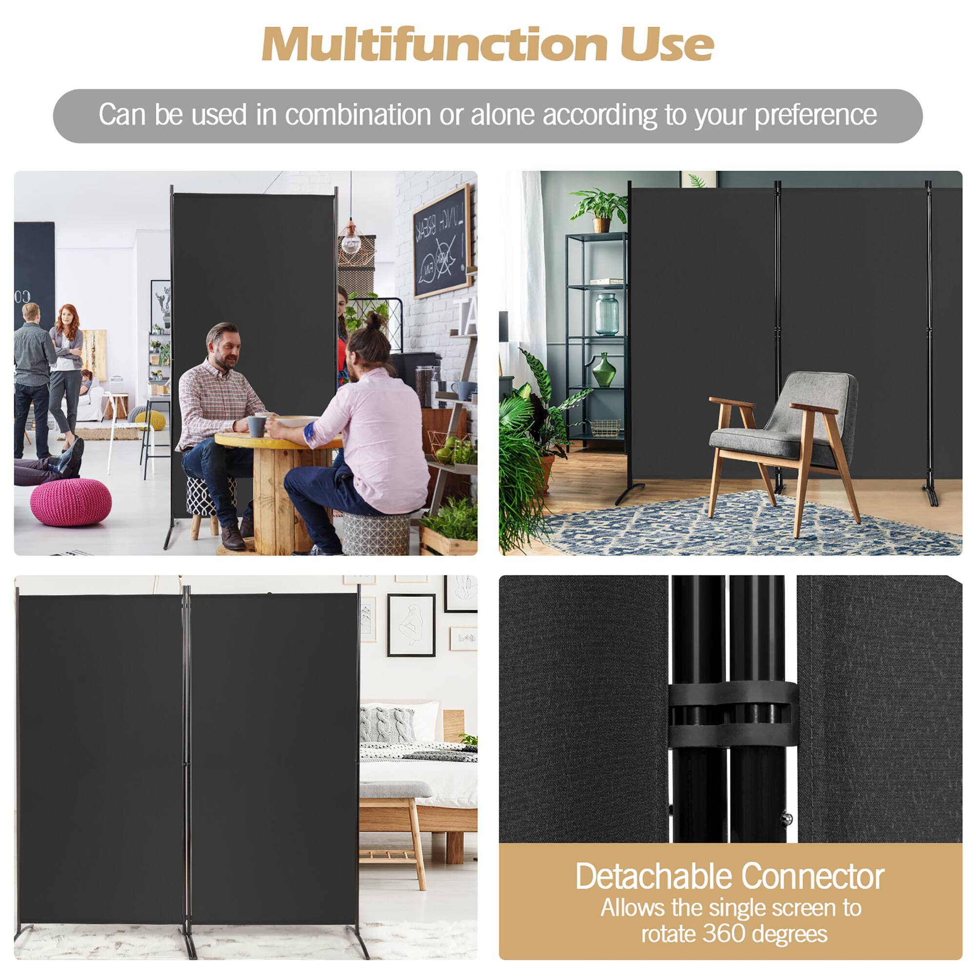 Multifunction Use  
Can be used in combination or alone according to your preference  

BEER  
CO  

Detachable Connector  
Allows the single screen to rotate 360 degrees