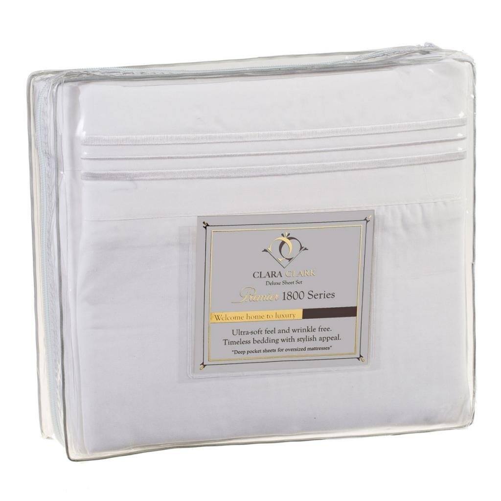 CLARA CLARK  
Deluxe Sheet Set  
Raimier 1800 Series  

Welcome home to luxury  
Ultra-soft feel and wrinkle free.  
Timeless bedding with stylish appeal.  
*Deep pocket sheets for oversized mattresses*