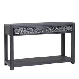 Manhattan Lane - Zoko Sofa Table, 2 Drawers and 1 Shelf, Rubberwood, 48 Inch - Ash Gray