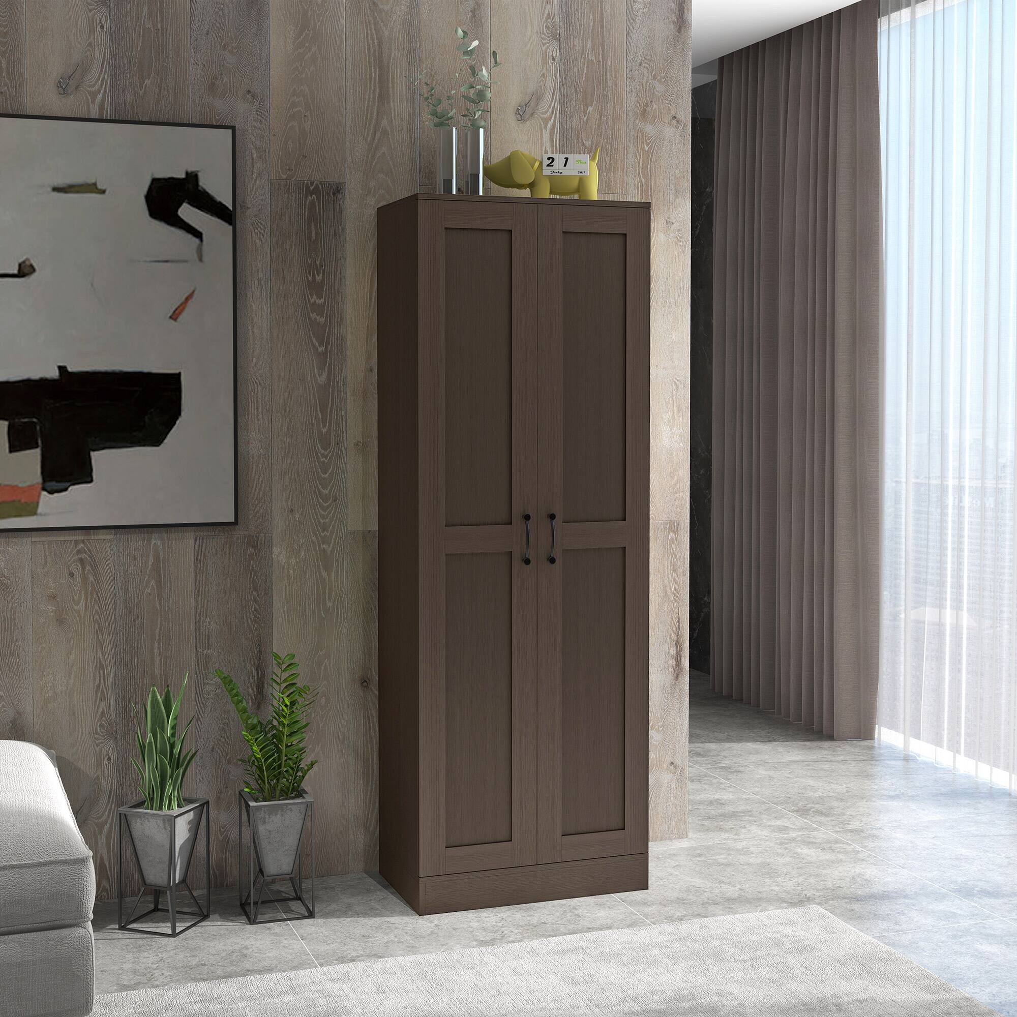 Alt View 1. Homcom - 69" Tall Storage Cabinet with Movable Storage Shelves, Modern Style Pantry Cupboard Cabinet with Soft Close Doors - Coffee.