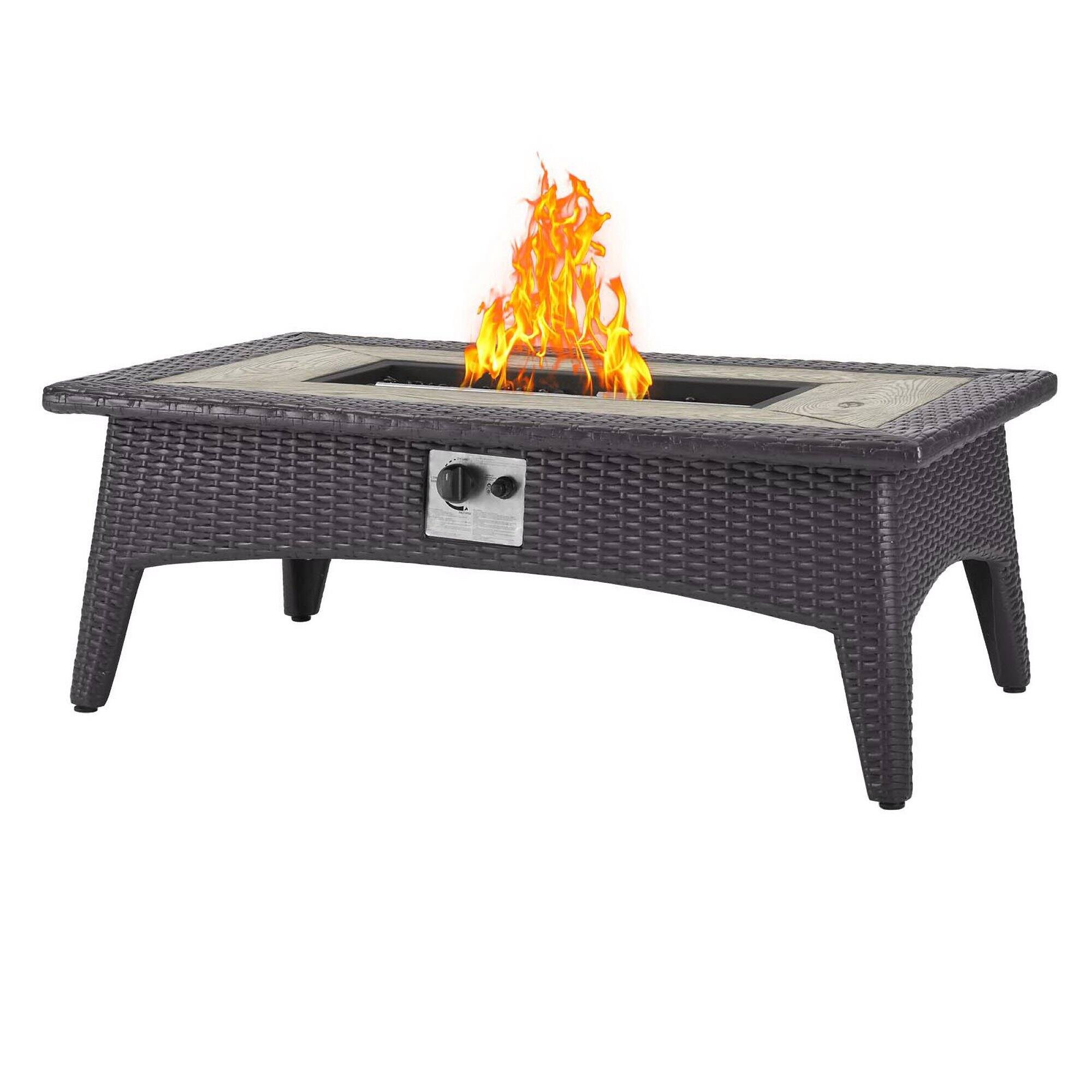Left. Modway - Splendor 43.5" Rectangle Outdoor Patio Fire Pit Table by Modway - Espresso.
