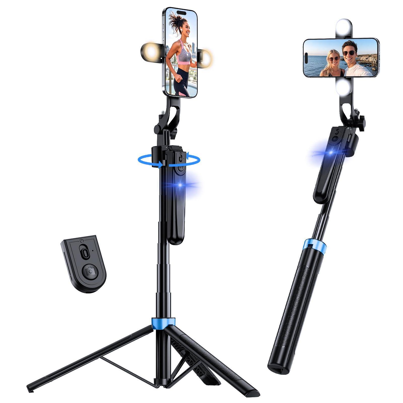 Front. VEGA AUTOMOTIVE - Auto Face Tracking Tripod Rotation With Stand Phone Fill Light Selfie Stick For Recording Vlog live Stream ... - Default.