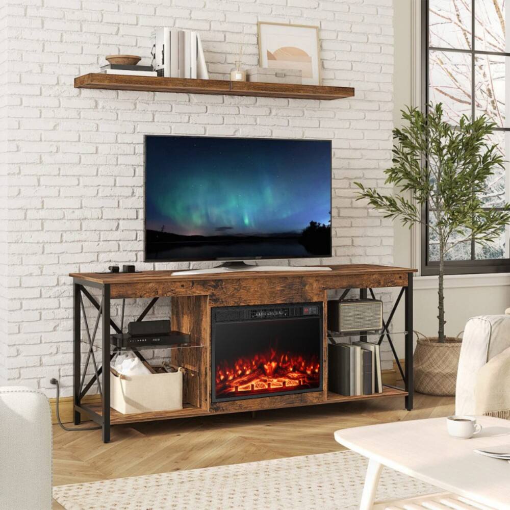 Alt View 7. HONGGE - Electric Fireplace Insert with Remote and Flame Settings - Black.