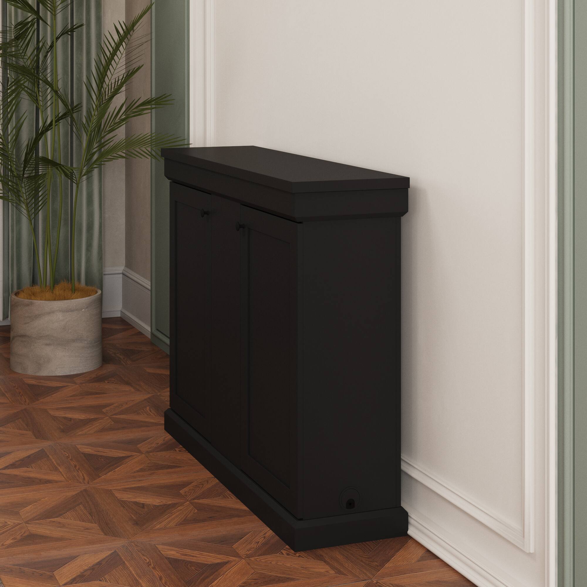 Left. Famapy - Smart Lift TV Cabinet for Up to 50 Inch TV, Remote Control Media Console with Hidden Storage Entertainment Center - Black.