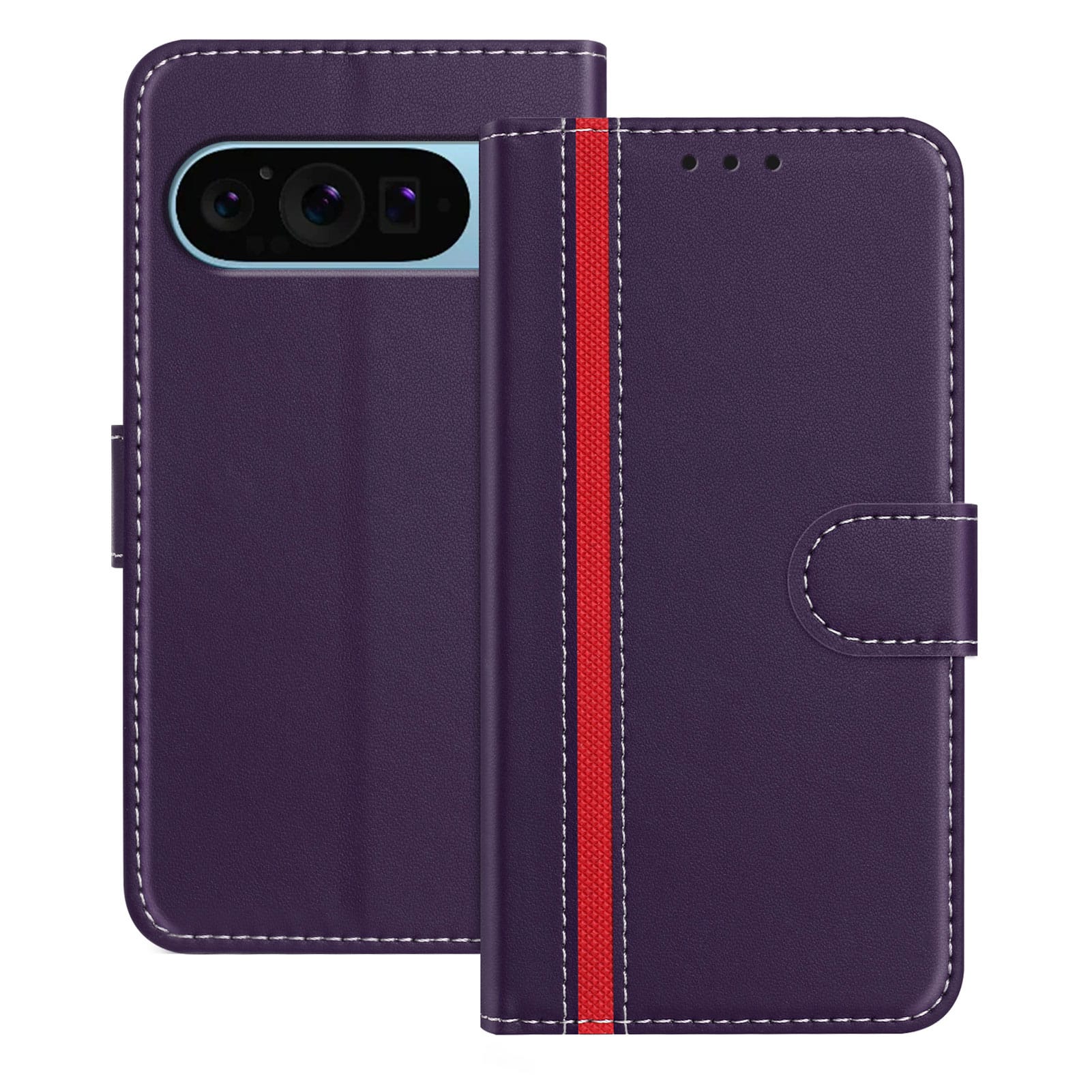 Dteck - Slim Card Holder Case for Google Pixel 9 / 9 Pro,PU Leather Magnetic Closure Shockproof TPU Inner Flip Wallet Cover - Purple price history on PriceWatchPro