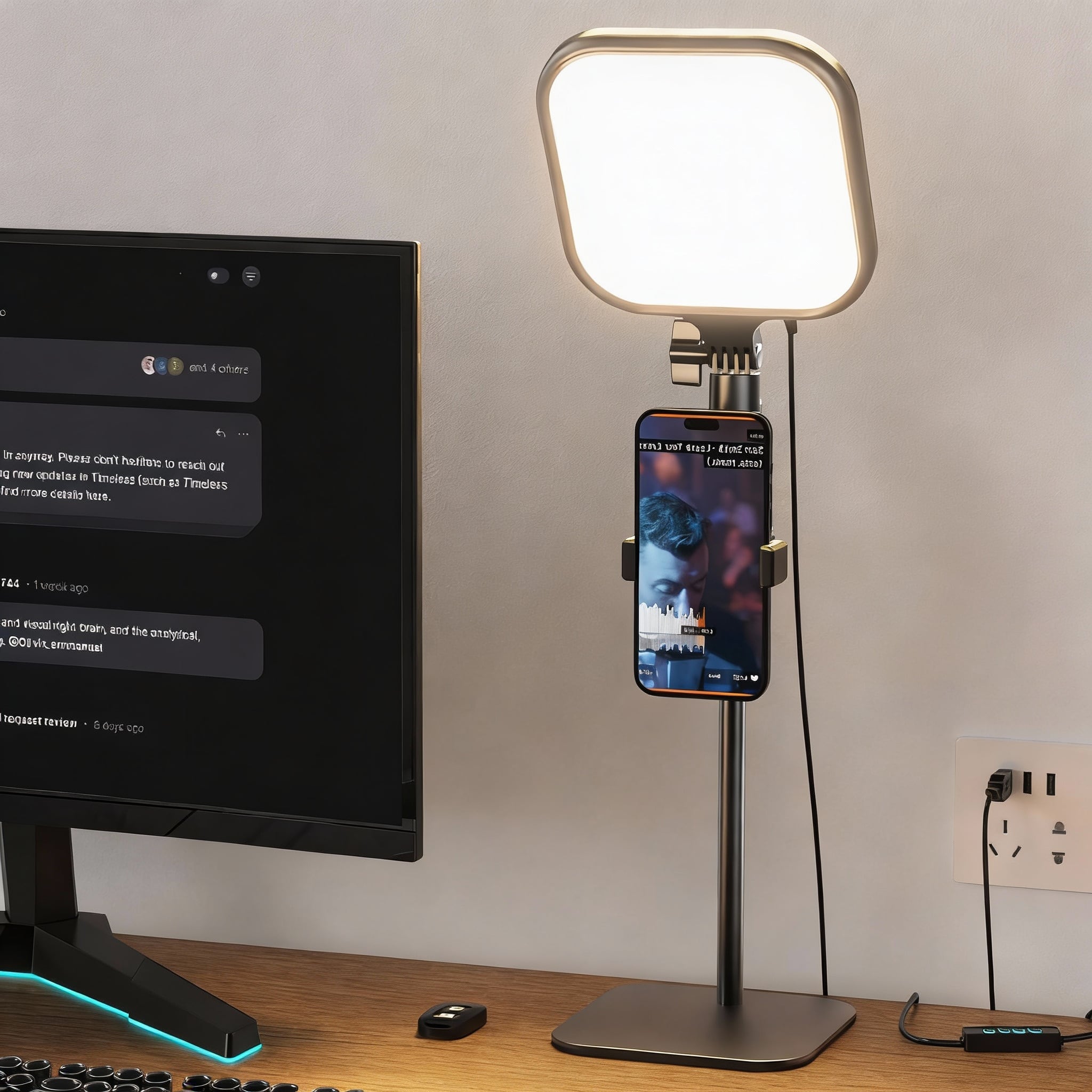 METALTON - Zoom Lighting For Computer Video Conference Calls Desk Light With Stand And Phone Holder Webcam Home Office - 1-pack