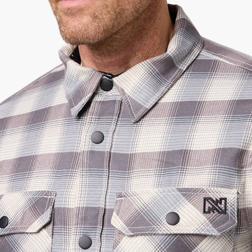 Alt View 7. Mobile Warming - Men's Flannel Heated Jacket - Cream/Grey.