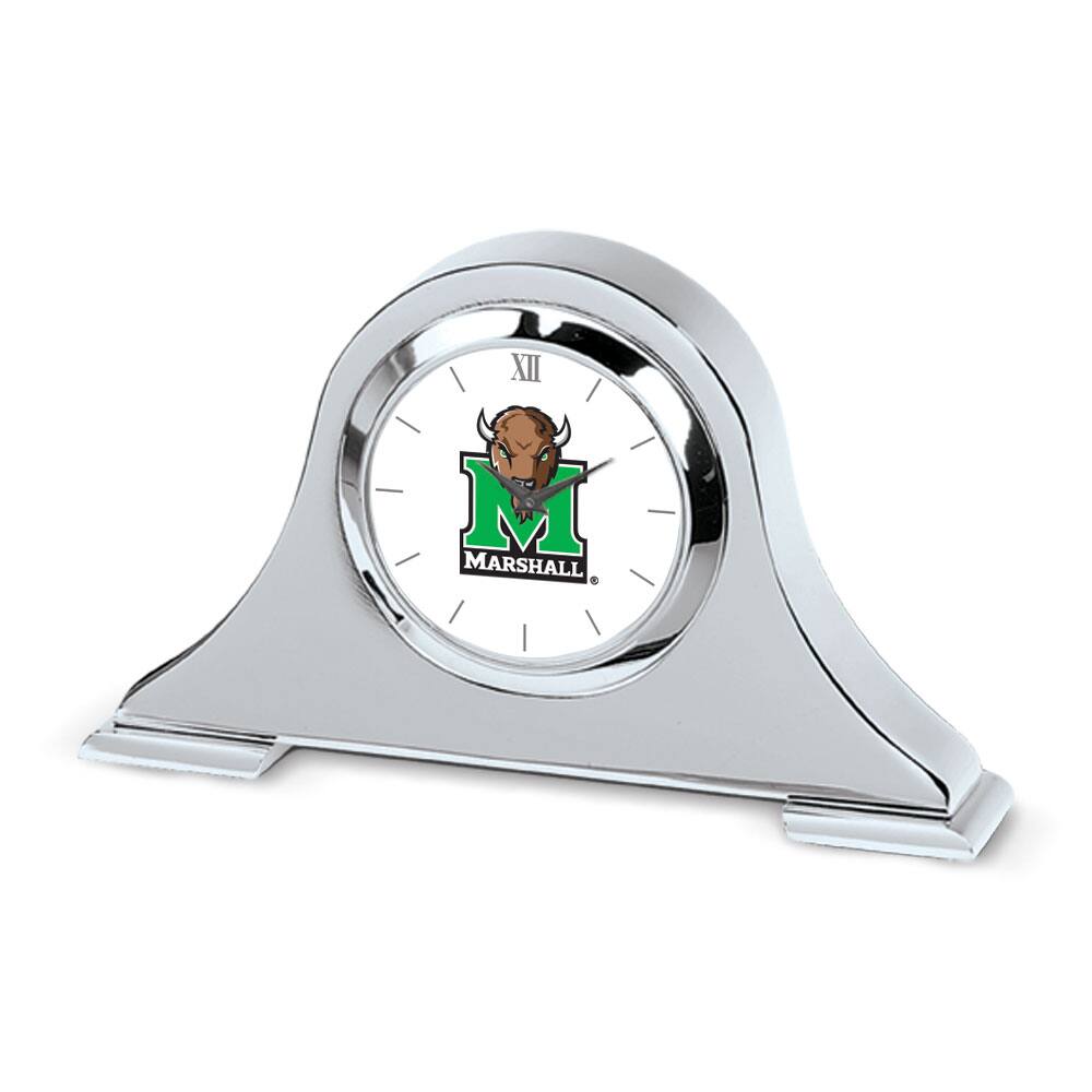 Jardine - Marshall Thundering Herd Primary Team Logo Napoleon Desk Clock - Silver