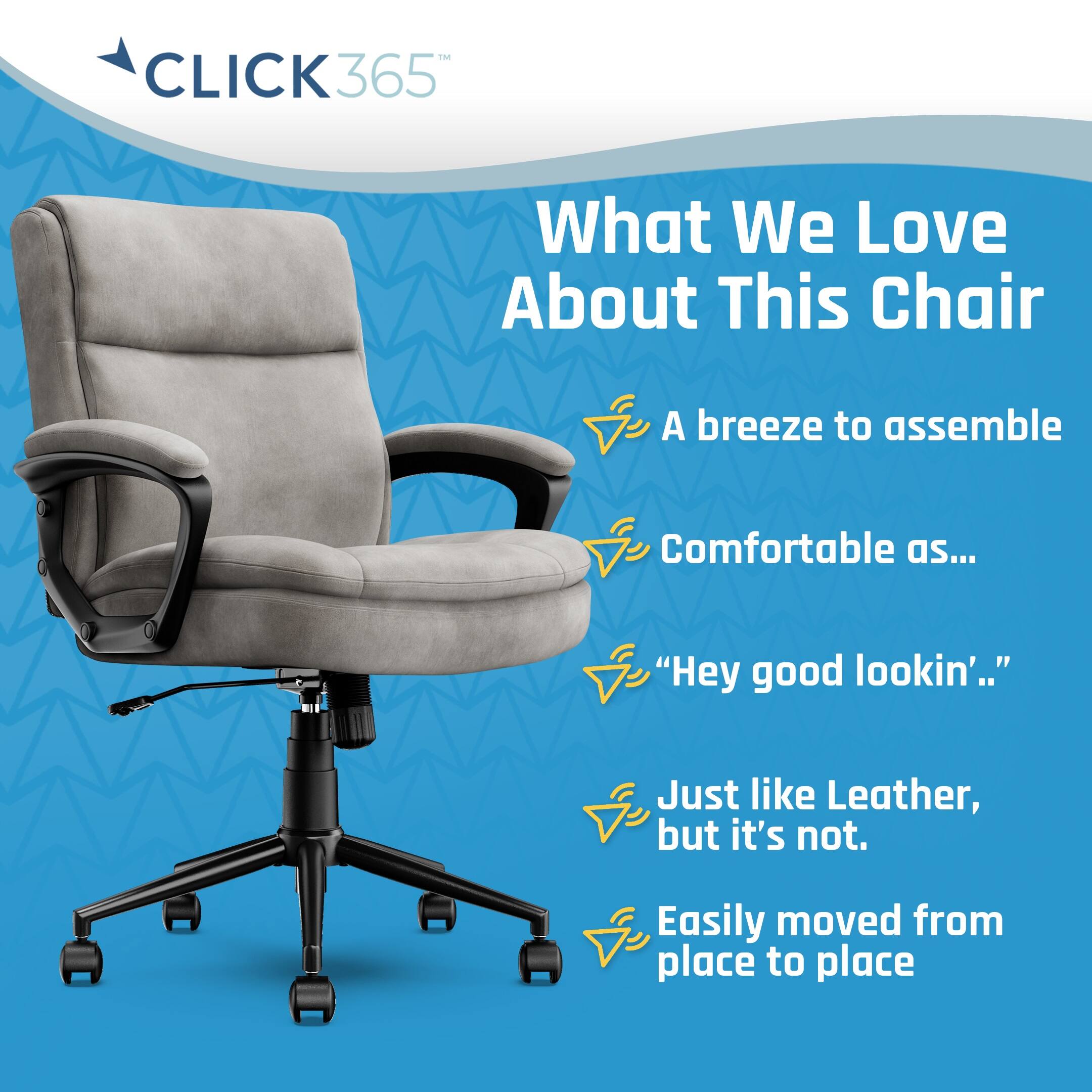 Alt View 13. Click365 - Transform 2.0 Extra Comfort Ergonomic Mid-Back Desk Chair - Light Gray.