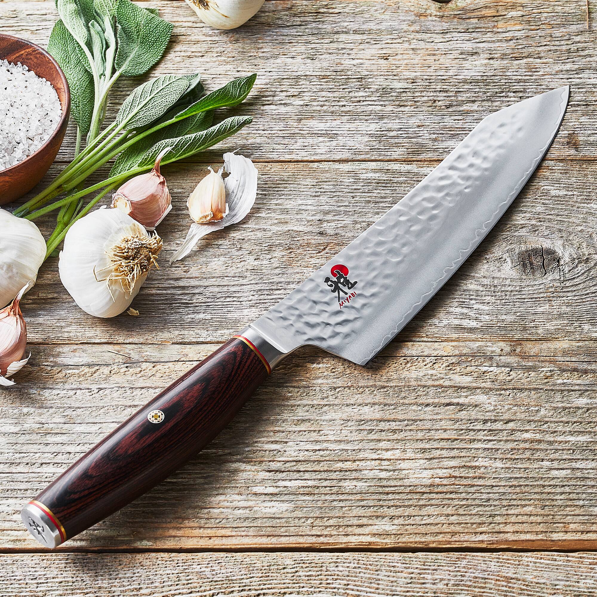 Alt View 1. Miyabi - Miyabi Artisan 7-inch Rocking Santoku Knife - Stainless Steel.
