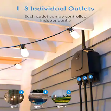 I 3 Individual Outlets
Each outlet can be controlled independently
1 light 1
2 light 2
3 light 3