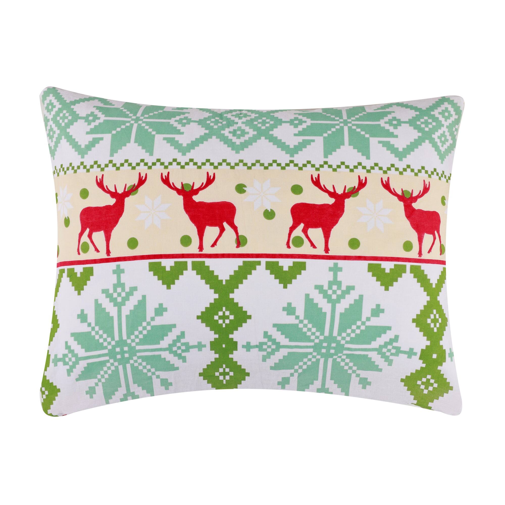 Back. BreeBe - Fair Isle Snow Sham Standard - Snow.