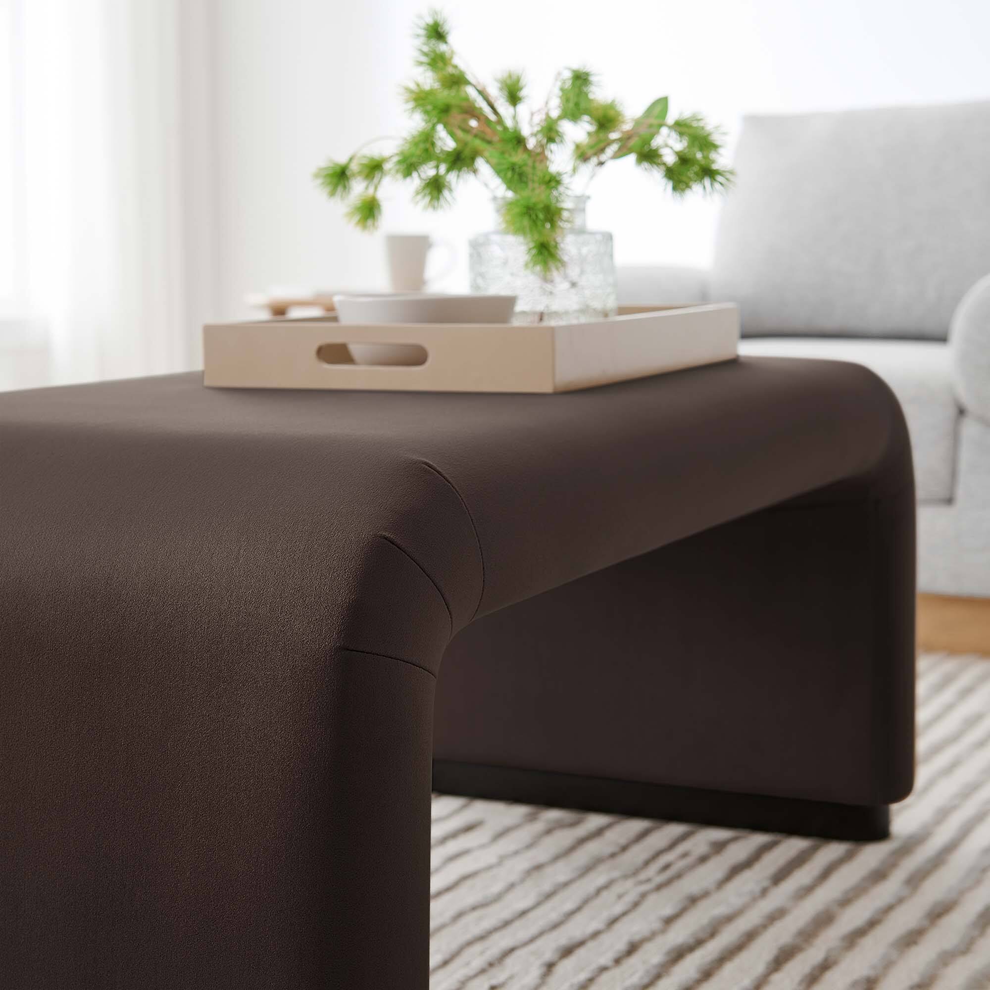 Alt View 1. Modway - Koda Performance Velvet Waterfall Ottoman by Modway - Black Chocolate Brown.