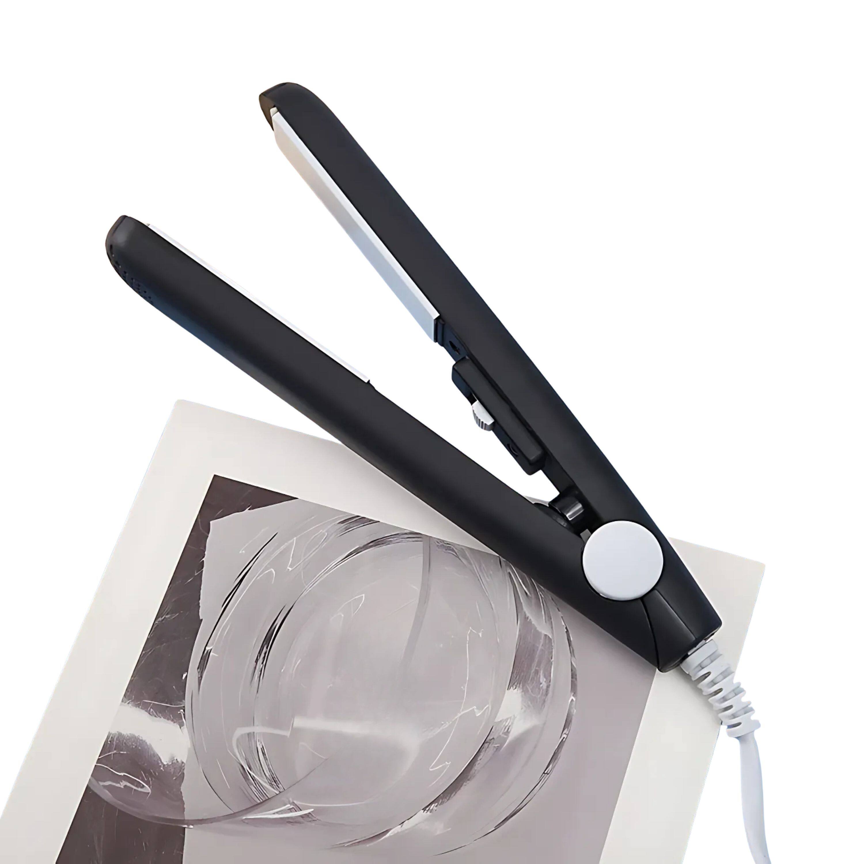 Kitcheniva - Mini Portable Hair Iron Straightener Curler Ceramic - Black