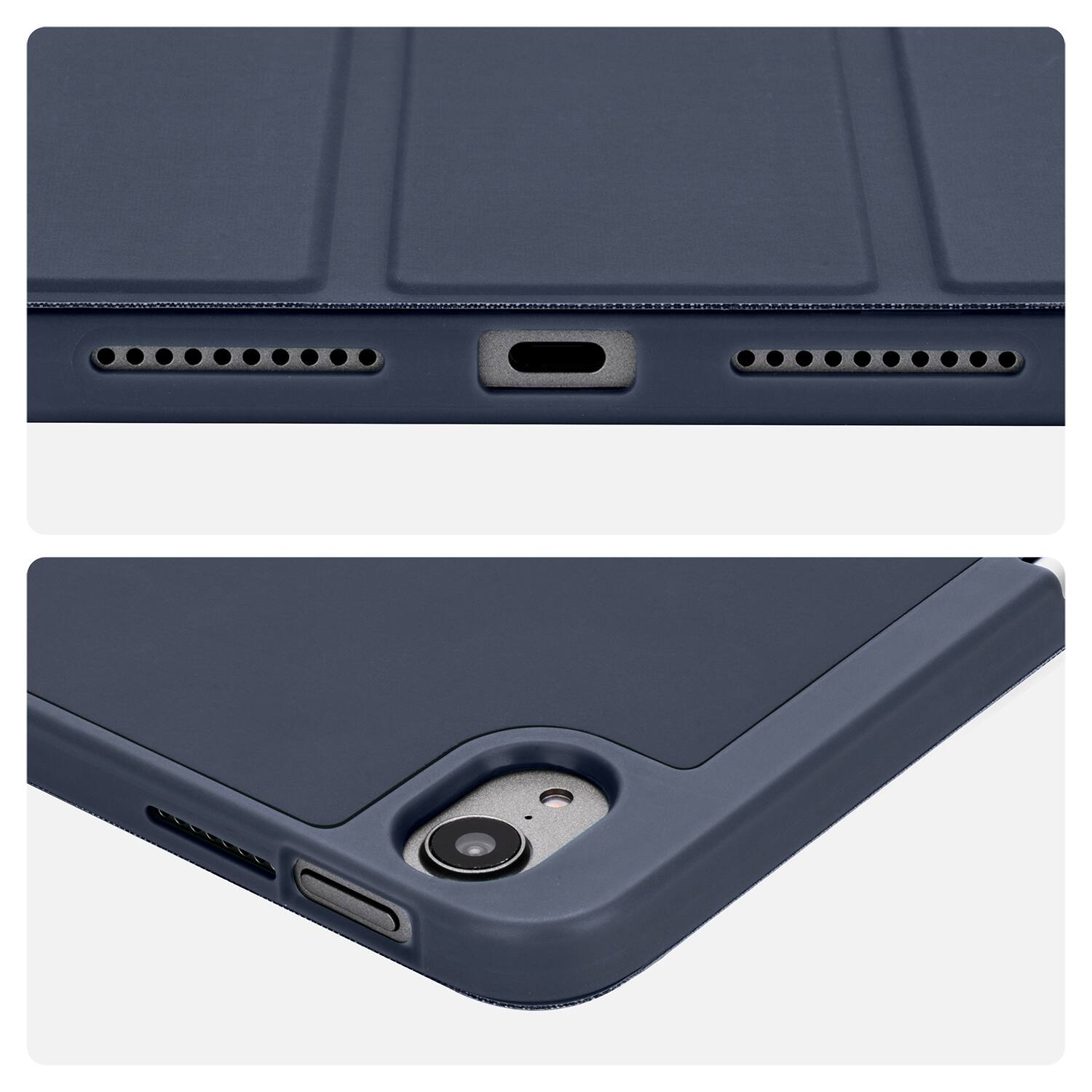 Back. Vena - For Apple iPad Mini 6 Case, iPad Mini A17 Pro Case, iPad Mini 7 Case with Slim Trifold Stand, Protective Cover Blue - Blue.