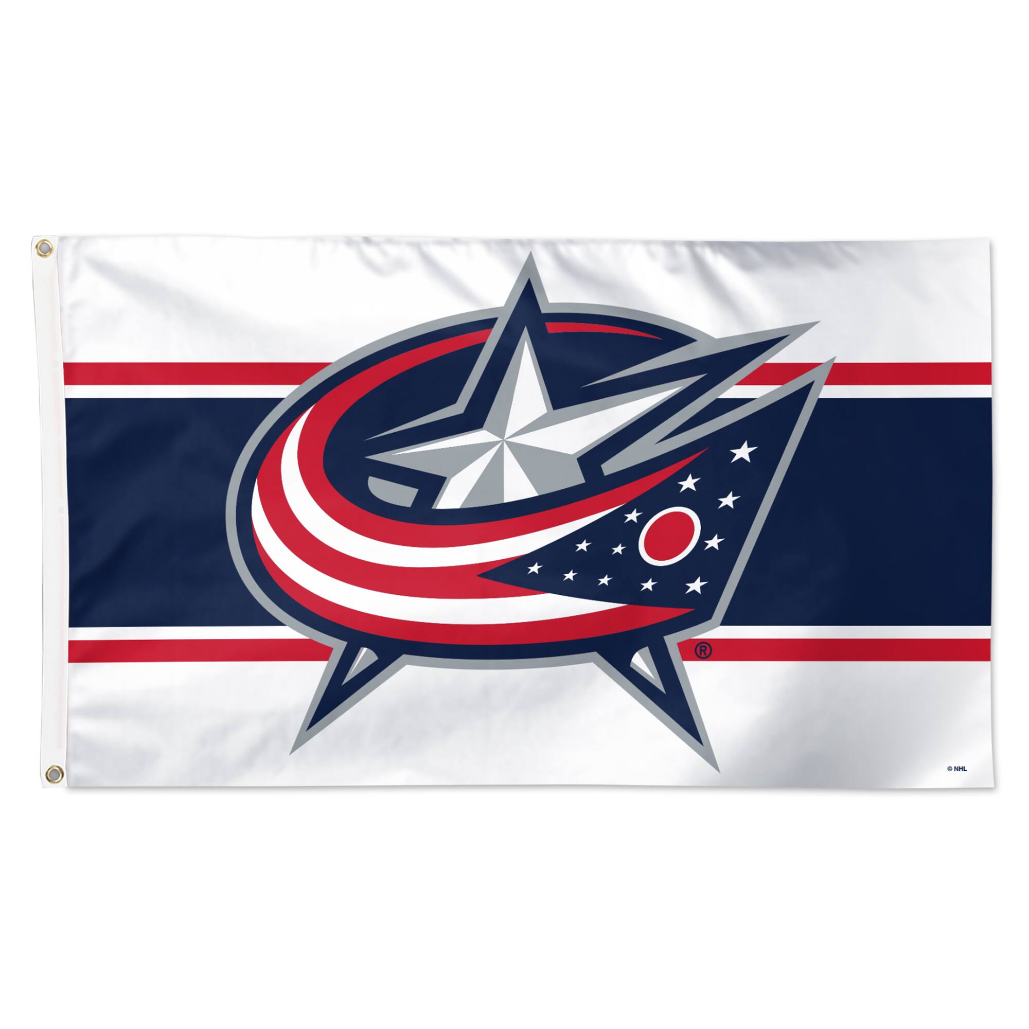 Front. WinCraft - Columbus Blue Jackets 3' x 5' Horizontal Stripe Deluxe Single-Sided Flag - White.