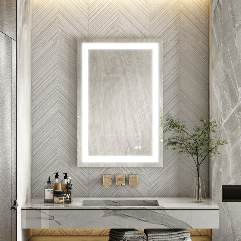 "WELLFOR - 24""x36"" Rectangular Frameless Anti-Fog LED Bathroom Vanity Mirror, Wall Mounted Vanity Mirror with Memory Function - Silver" price history on PriceWatchPro