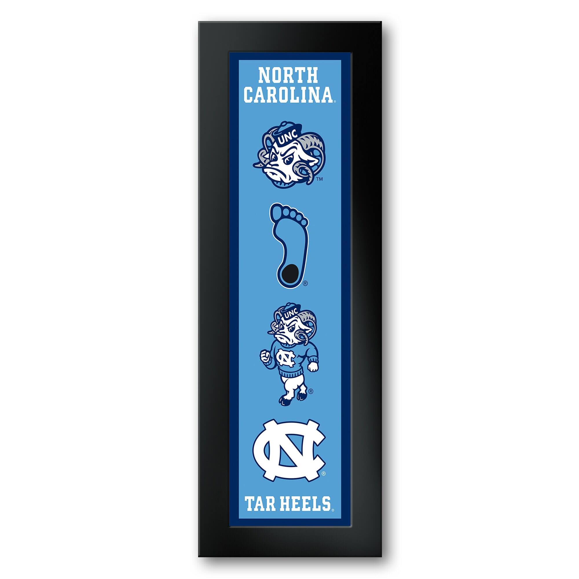 North Carolina Tar Heels Framed 8" x 26" Logo Heritage Art Print
