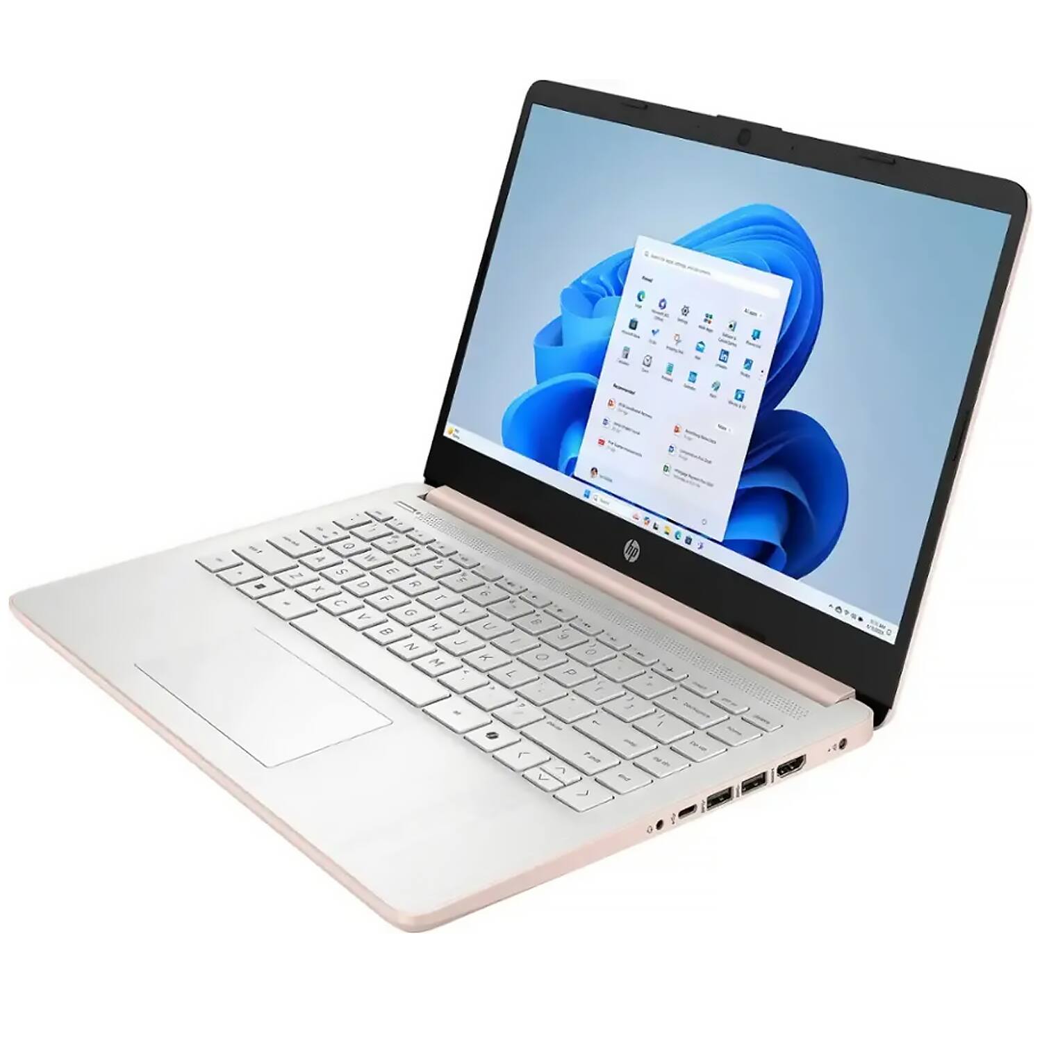 Alt View 2. HP - HP 14" HD Laptop - Intel N150 - 4GB RAM - 128GB UFS - Wi-Fi 6 - Windows 11 Pro - 1 Year Microsoft 365 - Pale Rose Gold - Pale Rose Gold.