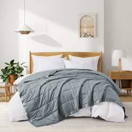Peace Nest Hotel Quality Luxury All Season Jacquard Soft Bed Blanket with Satin Trim Cozy and Warm - Dark Gray