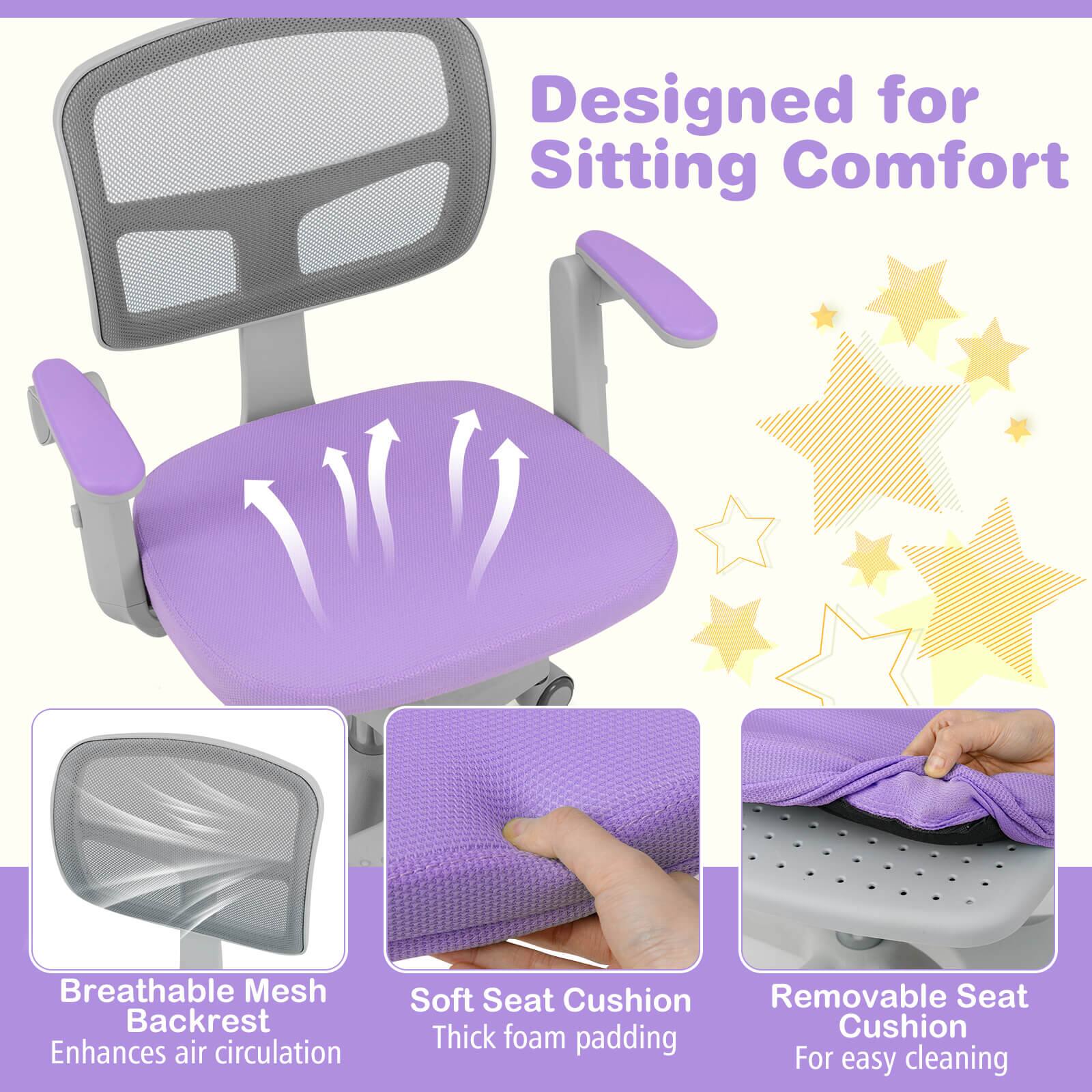 Designed for Sitting Comfort

Breathable Mesh Backrest  
Enhances air circulation

Soft Seat Cushion  
Thick foam padding

Removable Seat Cushion  
For easy cleaning
