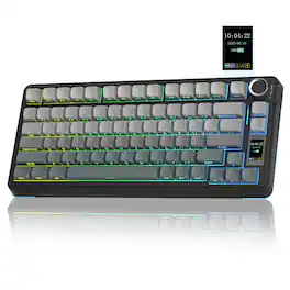 METALTON - S75 Pro With Screen knob Tri mode 75 Pre lubed Side Printed Pbt Creamy Sounding Computer Keyboards - Gradient Black