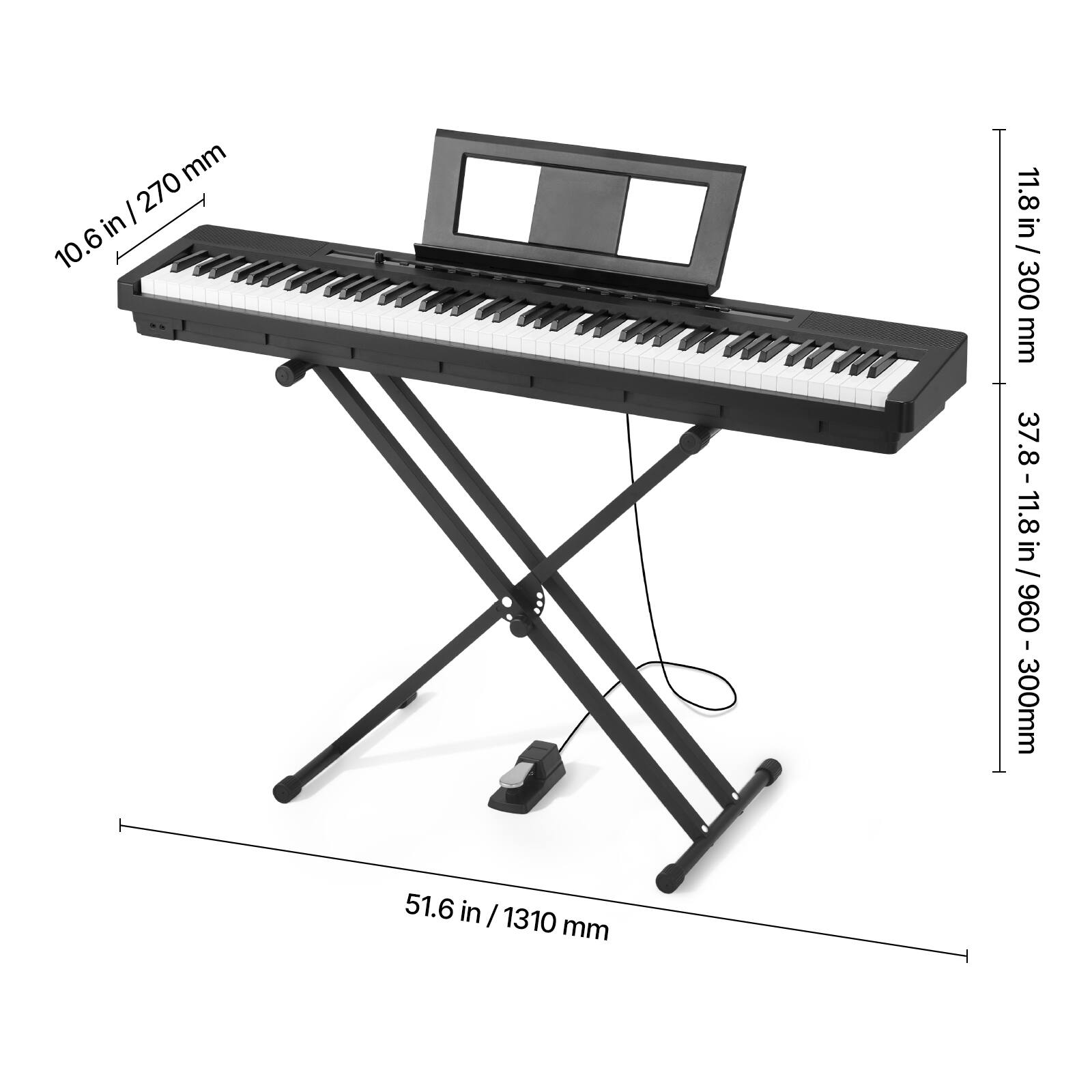 270 mm (10.6 in)  
1310 mm (51.6 in)  
300 mm (11.8 in)  
37.8 - 11.8 in / 960 - 300 mm