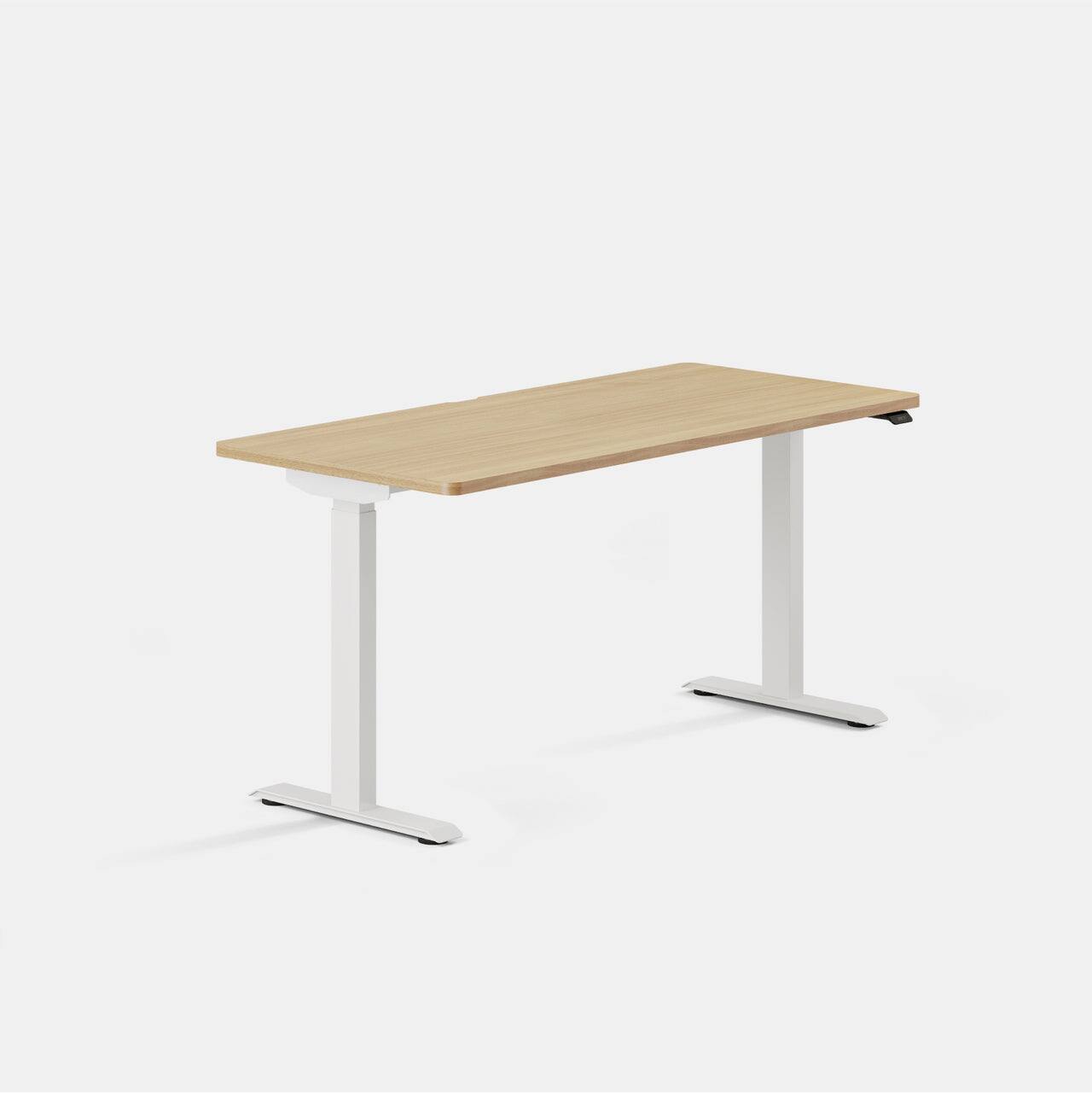 Angle. Branch Furniture - Duo Standing Desk 58" – Adjustable Desk with OLED Control Panel, Frameless Design & Compact Footprint - Woodgrian / White.