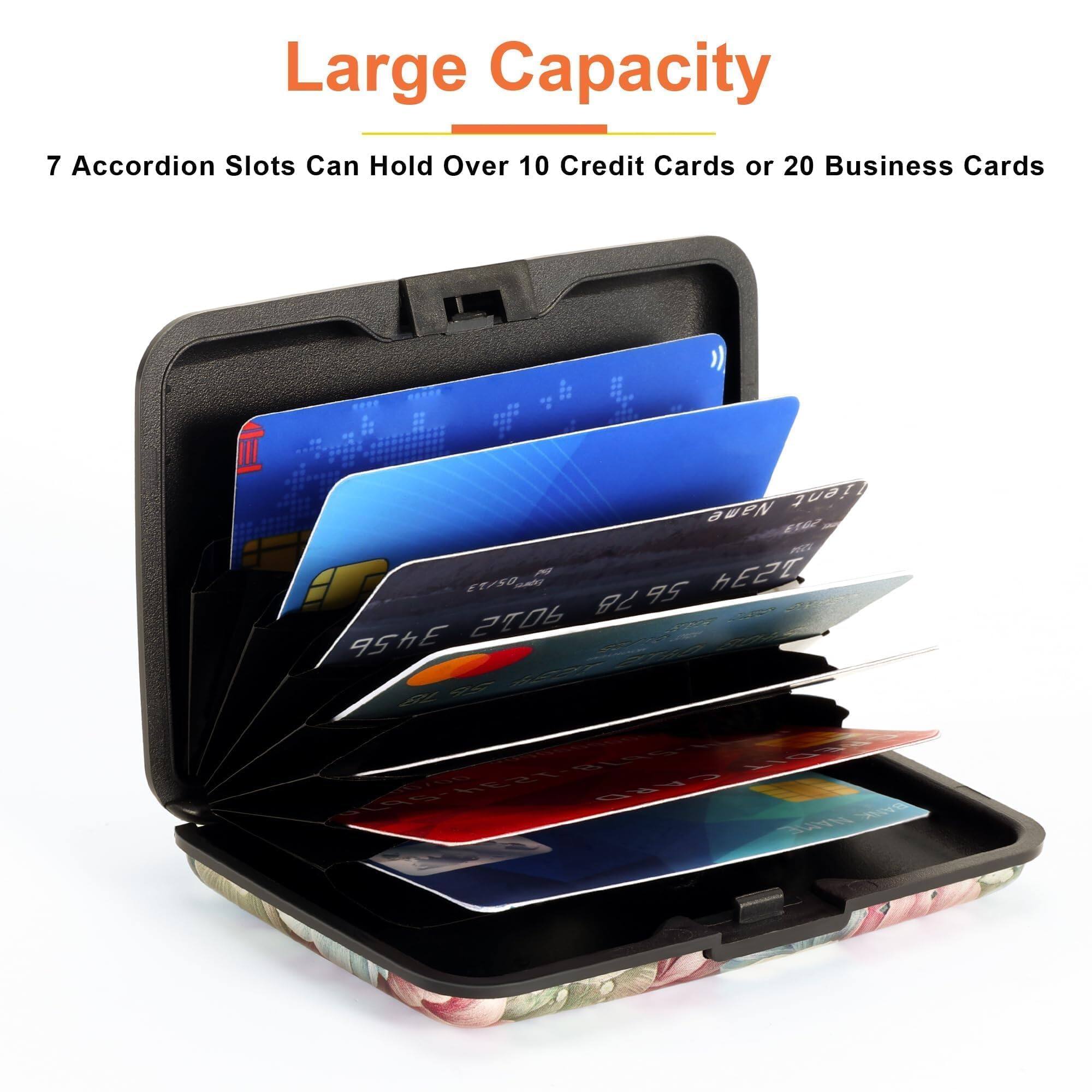 Alt View 1. Jadie Link - Credit Card Holder Women Rfid Blocking Aluminum Alloy Hard Case Small Mini Metal Wallet Men Happy Flower RFID-blocking - Silver.