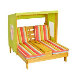 Pefilos - Kids Patio Lounge Chair with Cup Holders and Awning-Multicolor, Kids Couch for Kids - Green