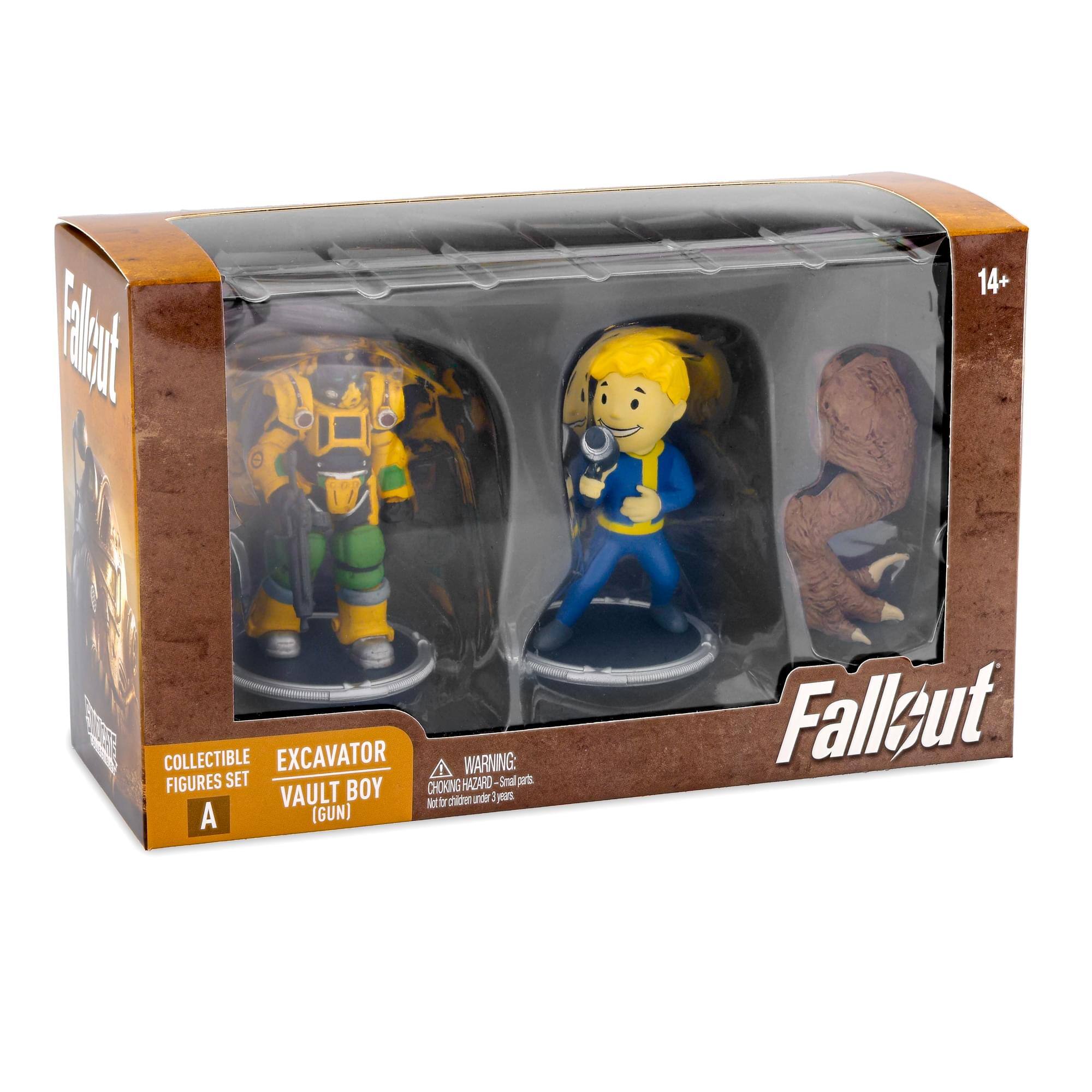 Fallout 14+  
COLLECTIBLE FIGURES SET  
EXCAVATOR VAULT BOY (GUN)  
WARNING: CHOKING HAZARD - Small parts. Not for children under 3 years.
