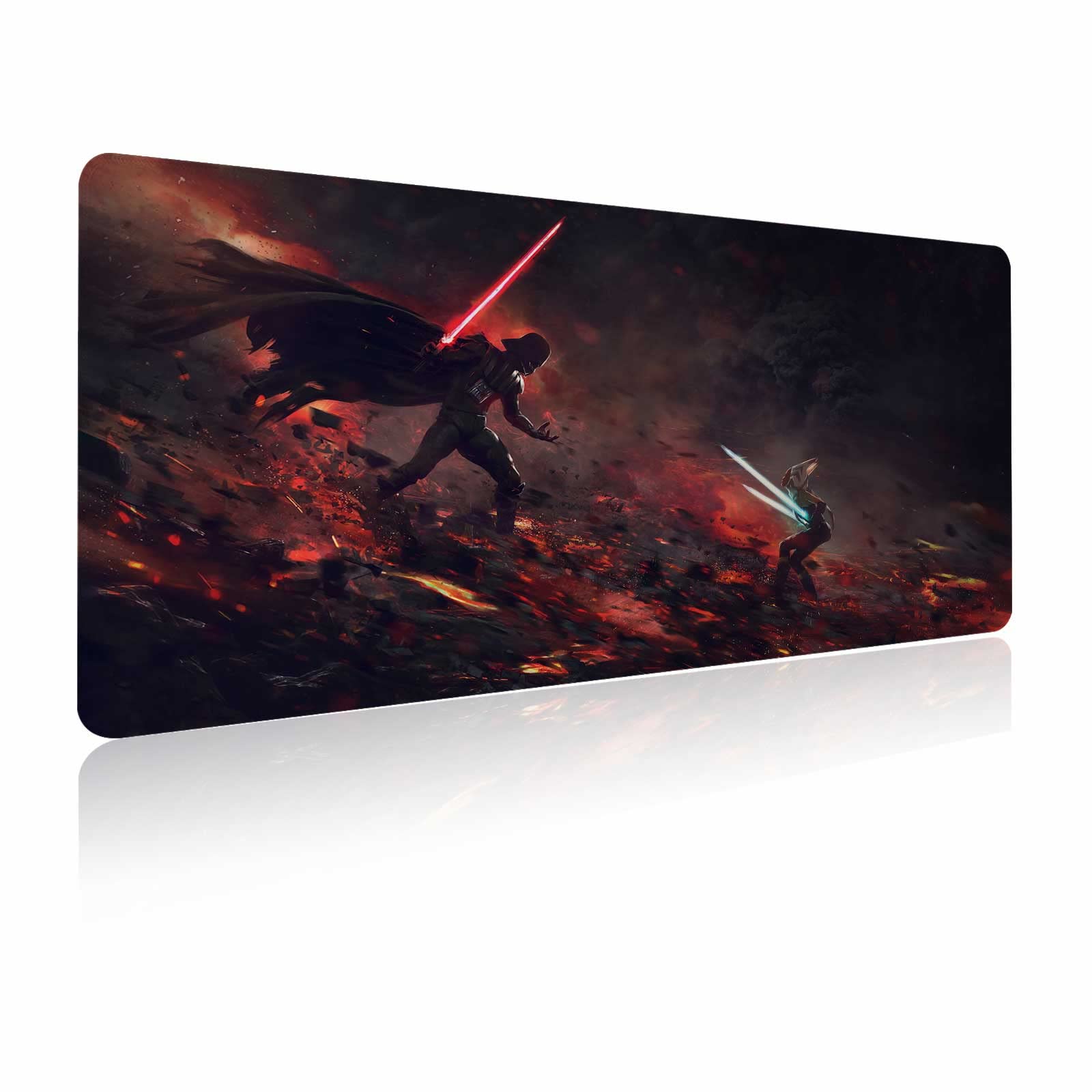 Front. Frangdom - Ahsoka vs Vader Gaming Mousepad Desk Mat Non-slip Stitched - 80x40 Ahsoka Tano Vs Vader.