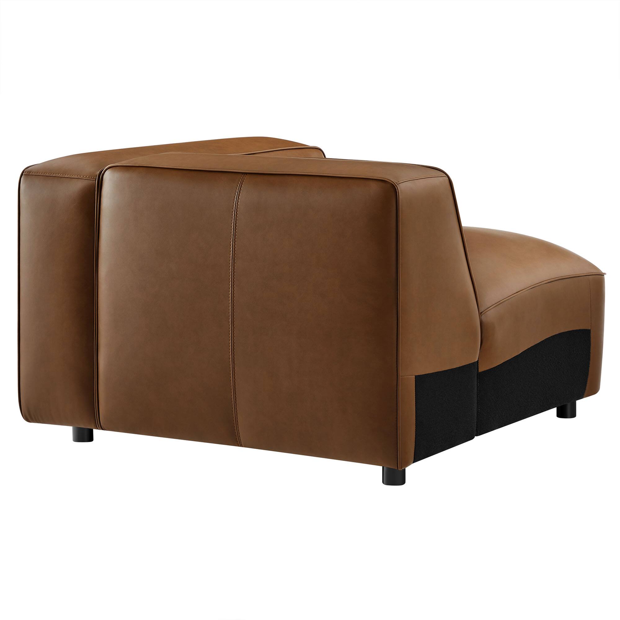 Alt View 1. Modway - Auren Upholstered Vegan Leather Modular Right Armchair by Modway - Brown.