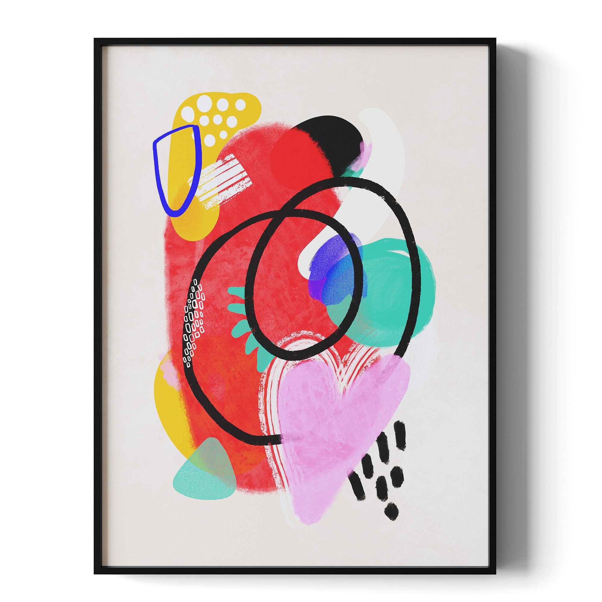 HOMLUX - 1 Piece Framed Colorful Abstract Canvas Wall Art Wall Decor Vibrant Painting Decorative Canvas Print 36 in. x 24 in - Multi-Colored