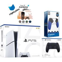 PlayStation 5 Slim Disc with Extra Controller, Trigger Stop Kit and MightySkins Decal Voucher - PlayStation 5