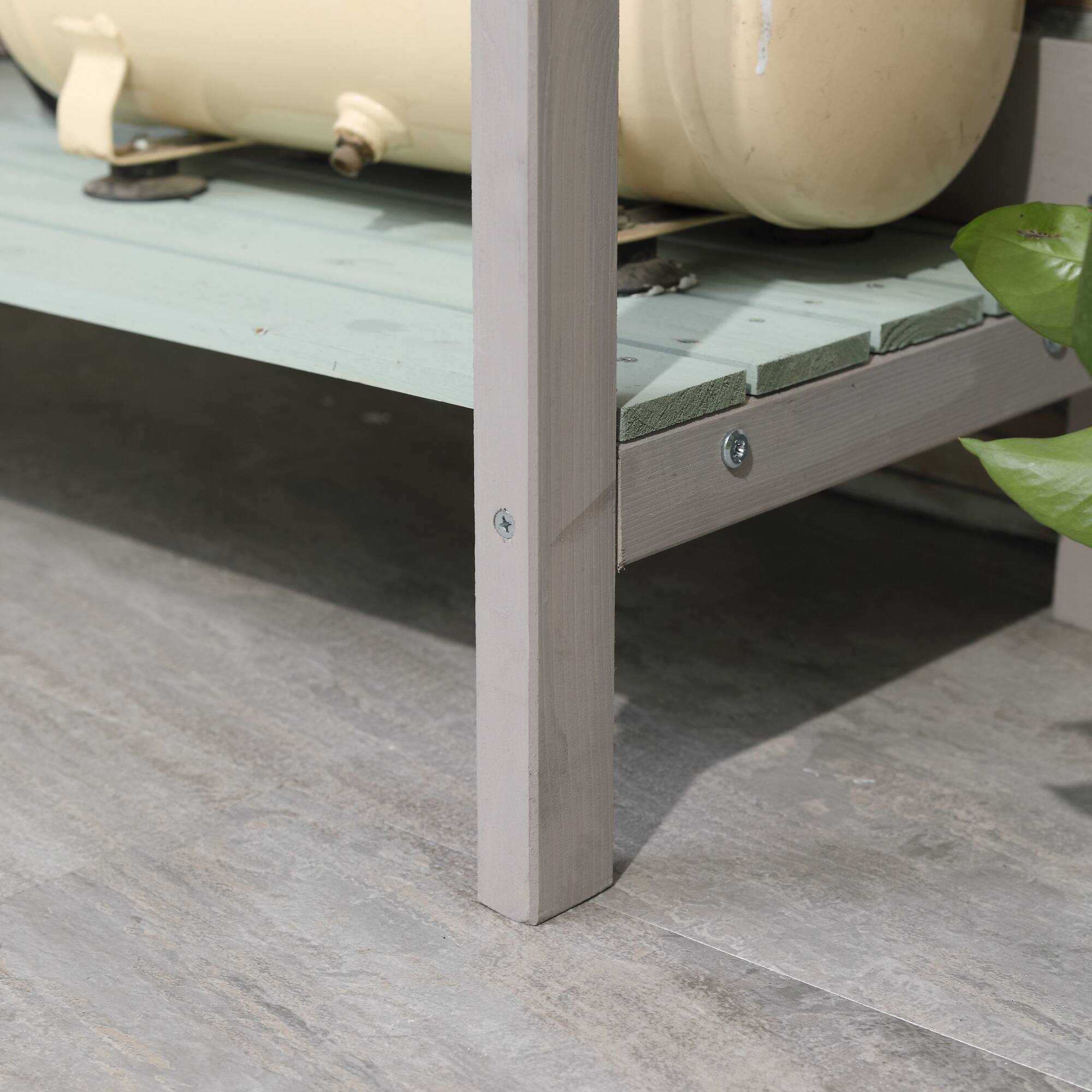 Alt View 7. Homcom - Outdoor Wooden Potting Bench Table with Removable Sink, Garden Work Bench with Chalkboard, Drawer, Open Shelf Storage - Dark Grey.